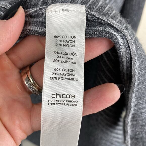 Chico’s Plaited Ribbed Drape Open Front Cardigan Size 2 Womens Size L Cozy Warm - Picture 8 of 11